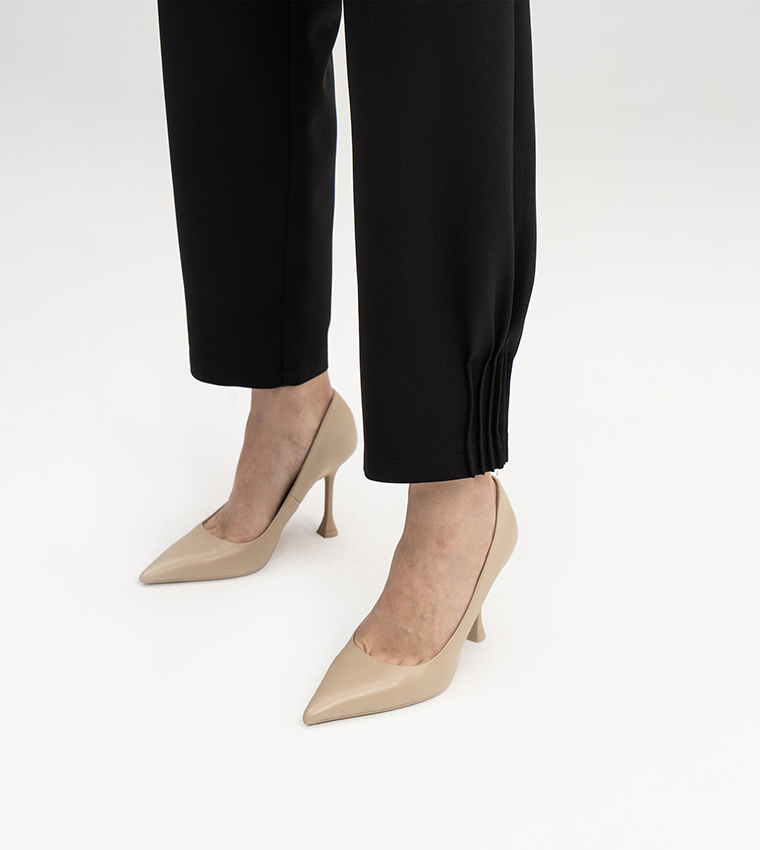 Zippered Waist Stitch Detail Trousers