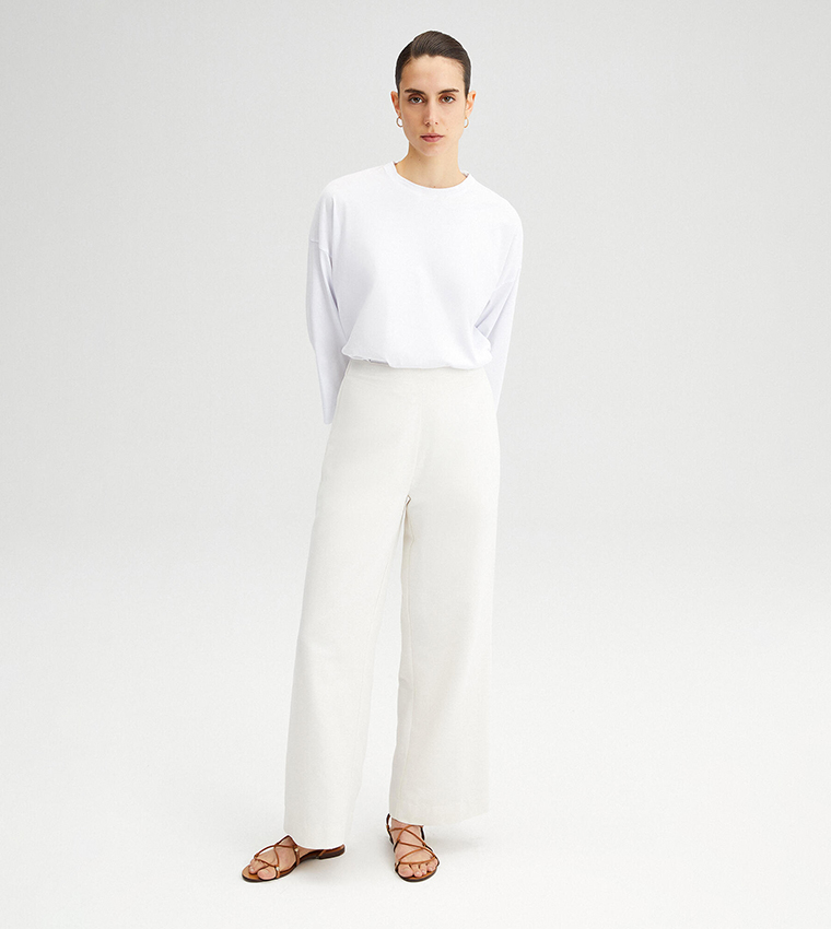 Buy Touché Linen Look Wide Leg Trousers In White