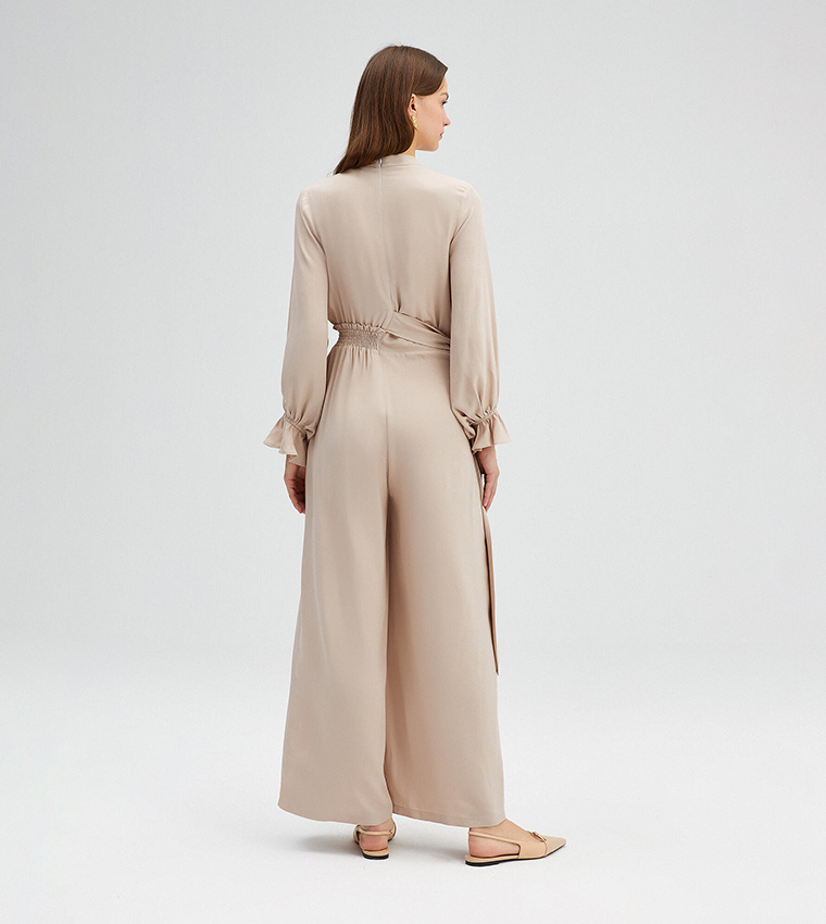 Solid Belted Waist Jumpsuit