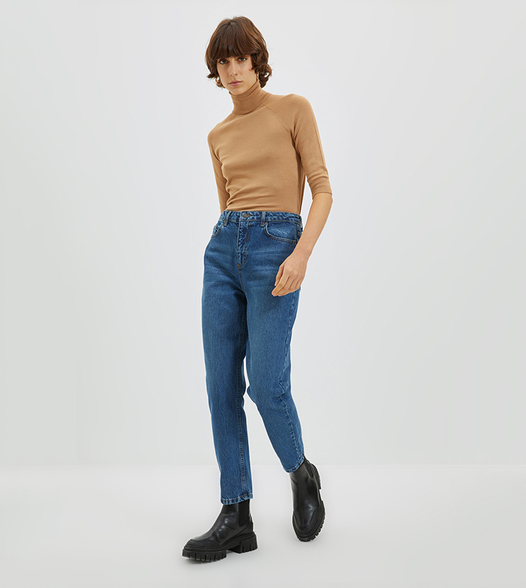 Buy Trendyol High Waist Mom Fit Jeans In Blue | 6thStreet UAE