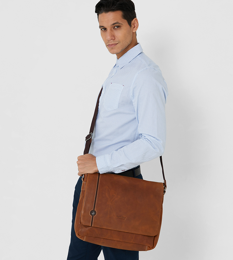 Man Messenger Bag-Brown