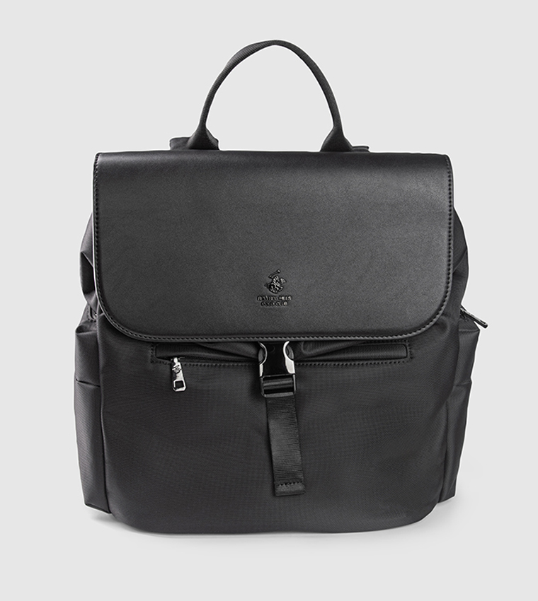 Logo Detail Buckle Closure Backpack