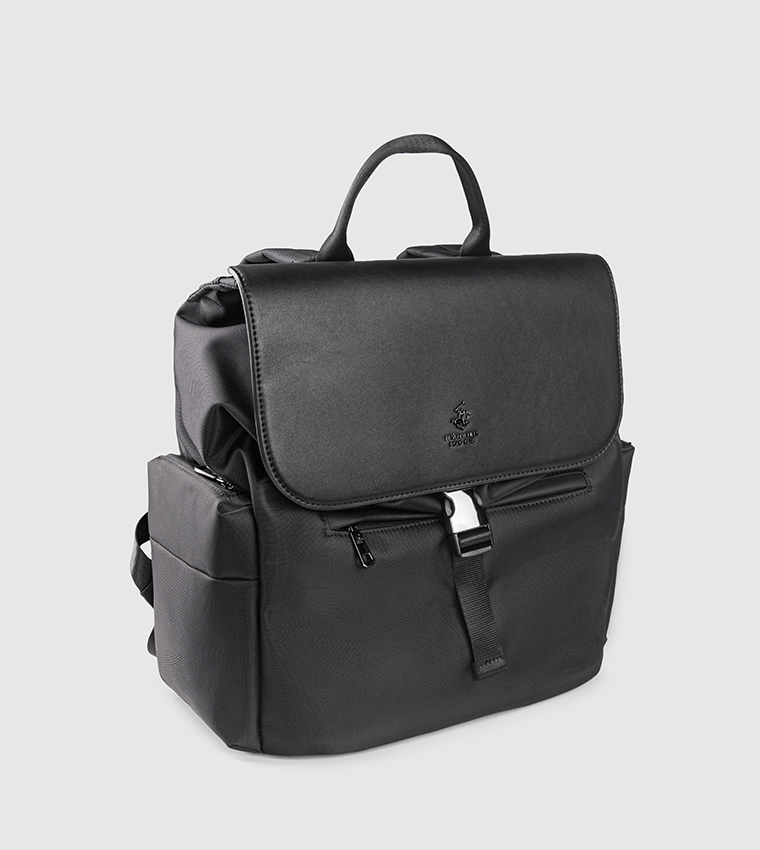 Logo Detail Buckle Closure Backpack