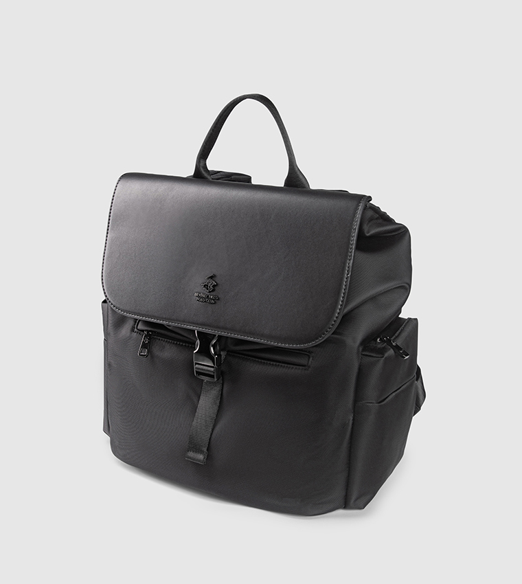 Logo Detail Buckle Closure Backpack