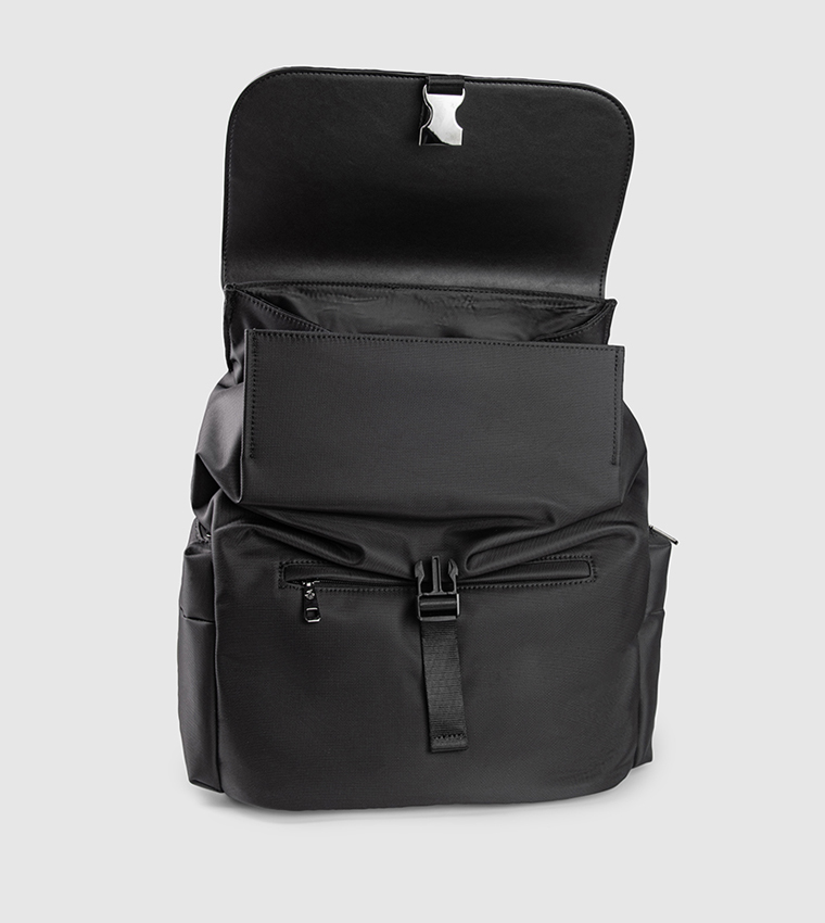 Logo Detail Buckle Closure Backpack