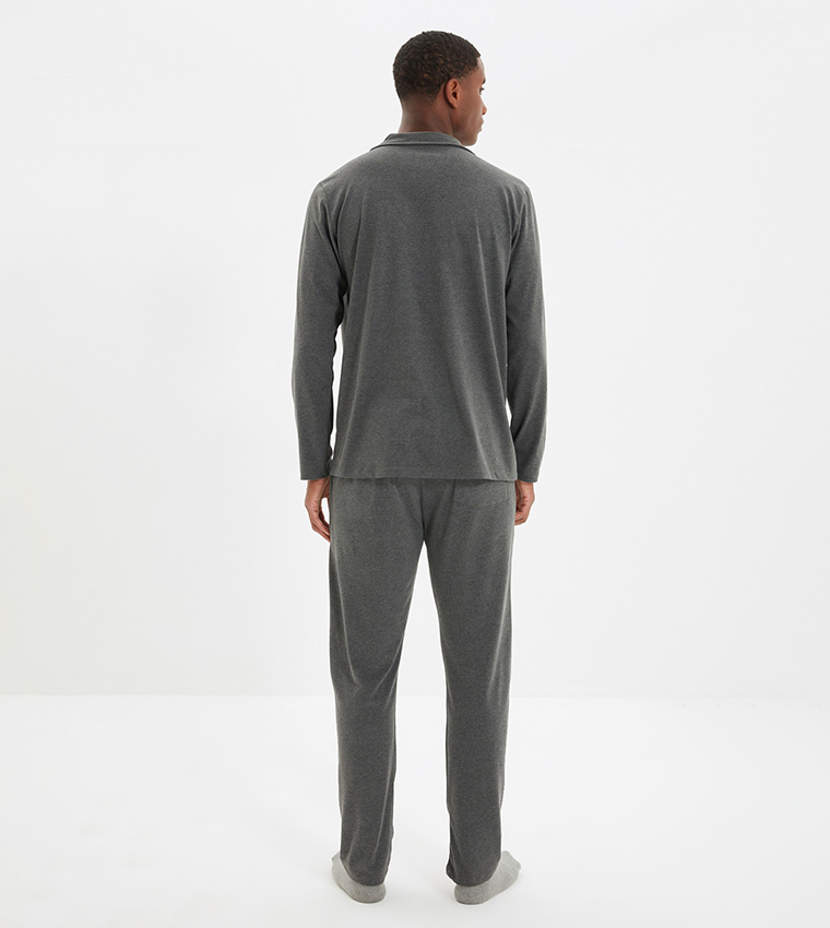 Buy Trendyol Regular Fit Night Suit In Grey | 6thStreet Saudi Arabia