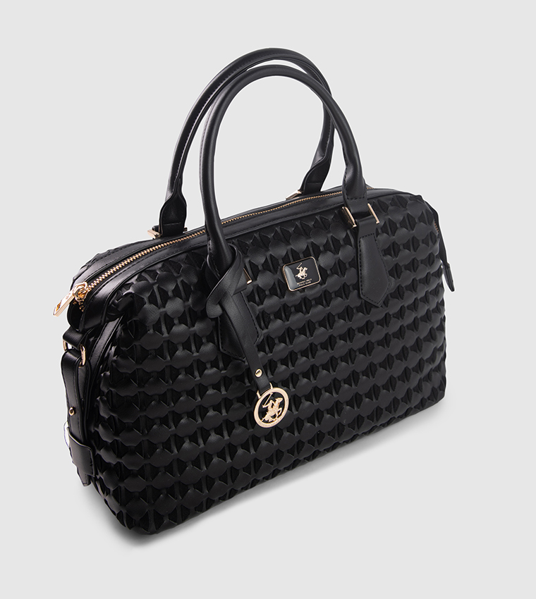 Textured Zippered Tote Bag