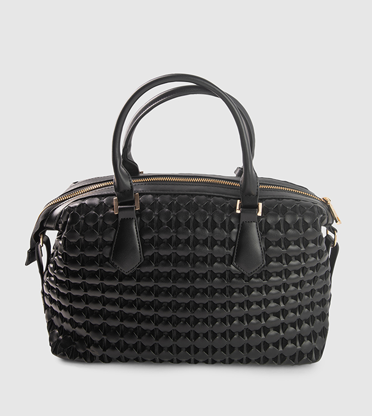 Textured Zippered Tote Bag