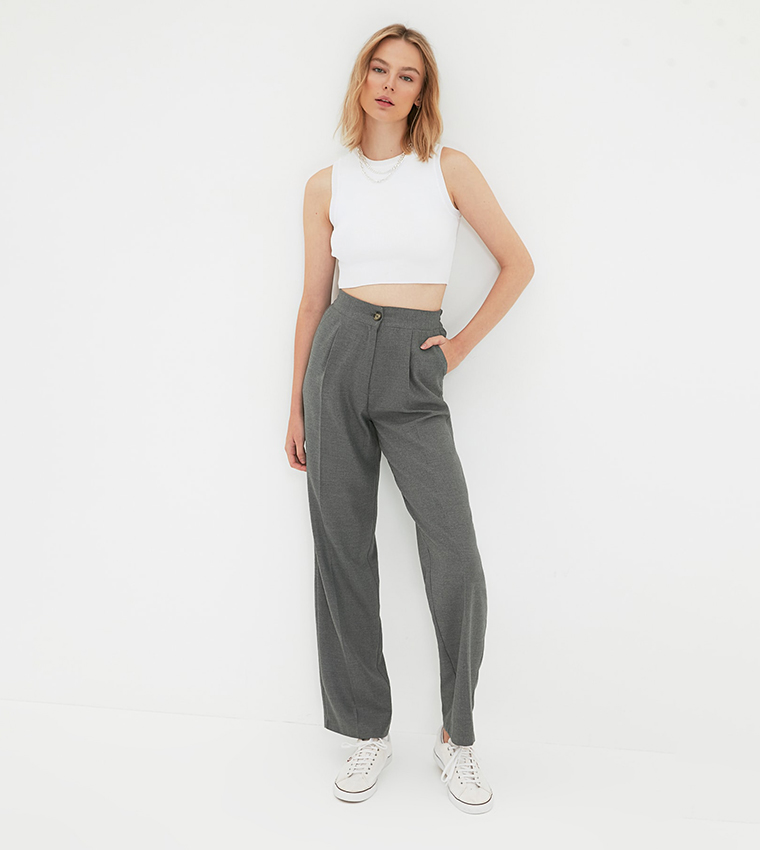 Wide Leg Casual Trousers