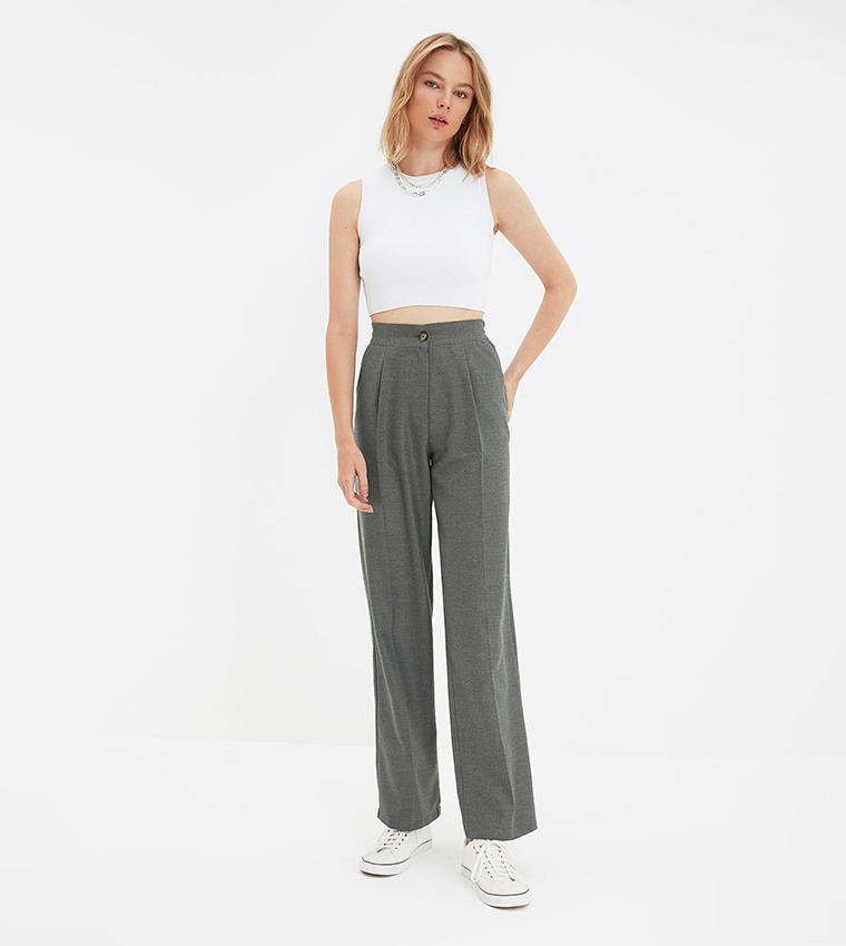 Wide Leg Casual Trousers