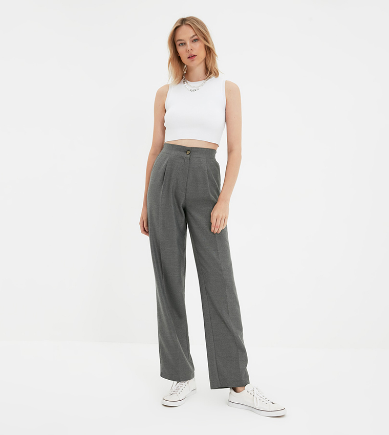 Wide Leg Casual Trousers