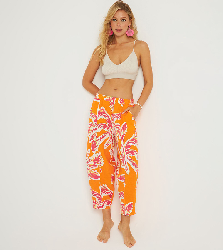 Patterned Cropped Beach Pants
