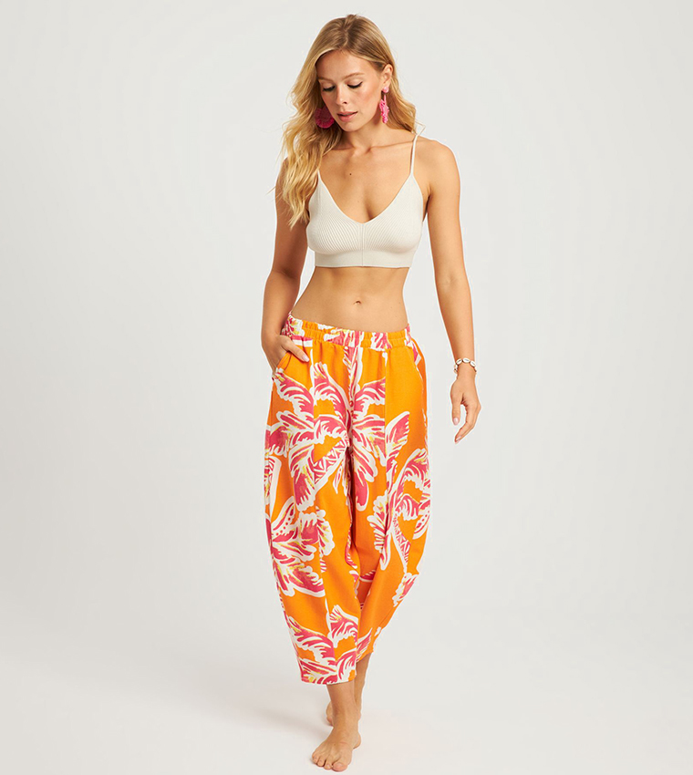 Patterned Cropped Beach Pants