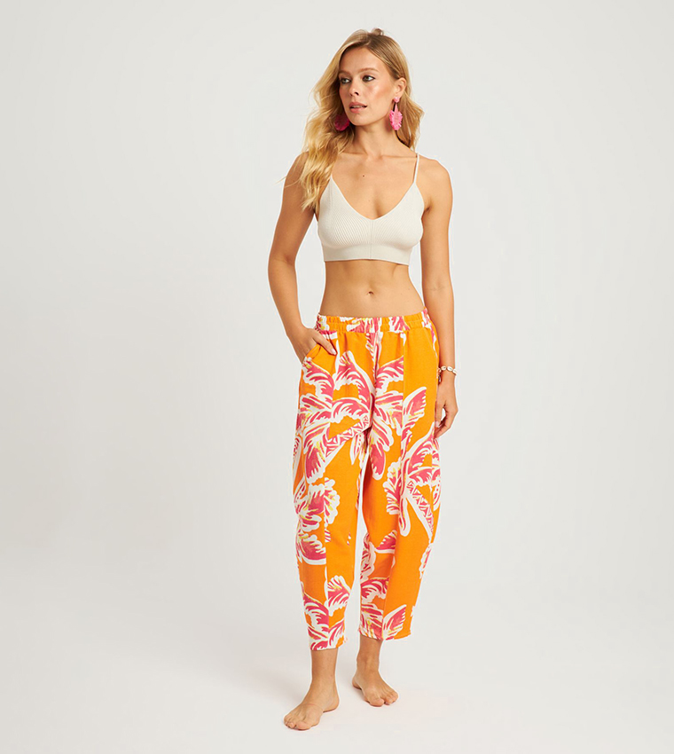 Patterned Cropped Beach Pants