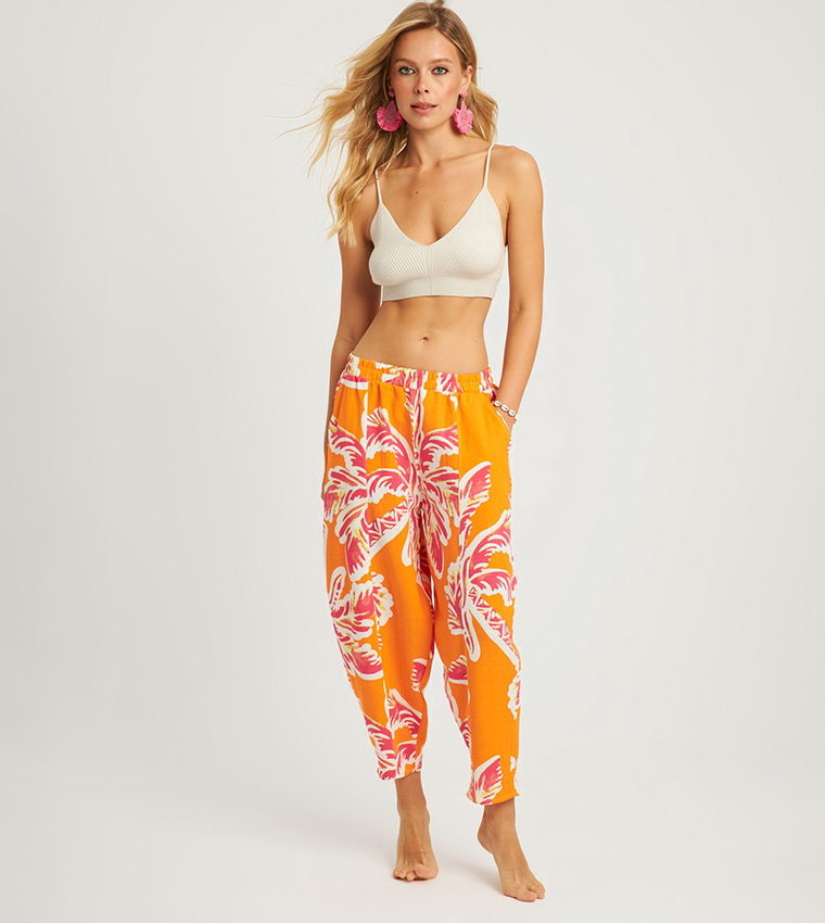 Patterned Cropped Beach Pants