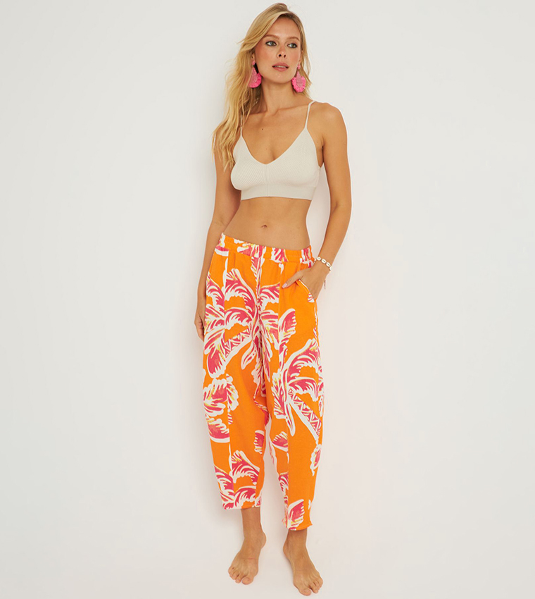 Patterned Cropped Beach Pants