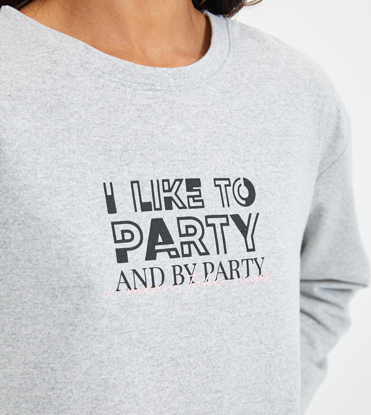 Buy Trendyol Basic Printed Night Suit In Grey | 6thStreet Qatar