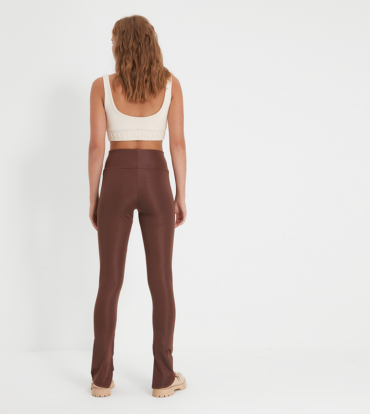 Olalook Leggings - Brown - High Waist - Trendyol