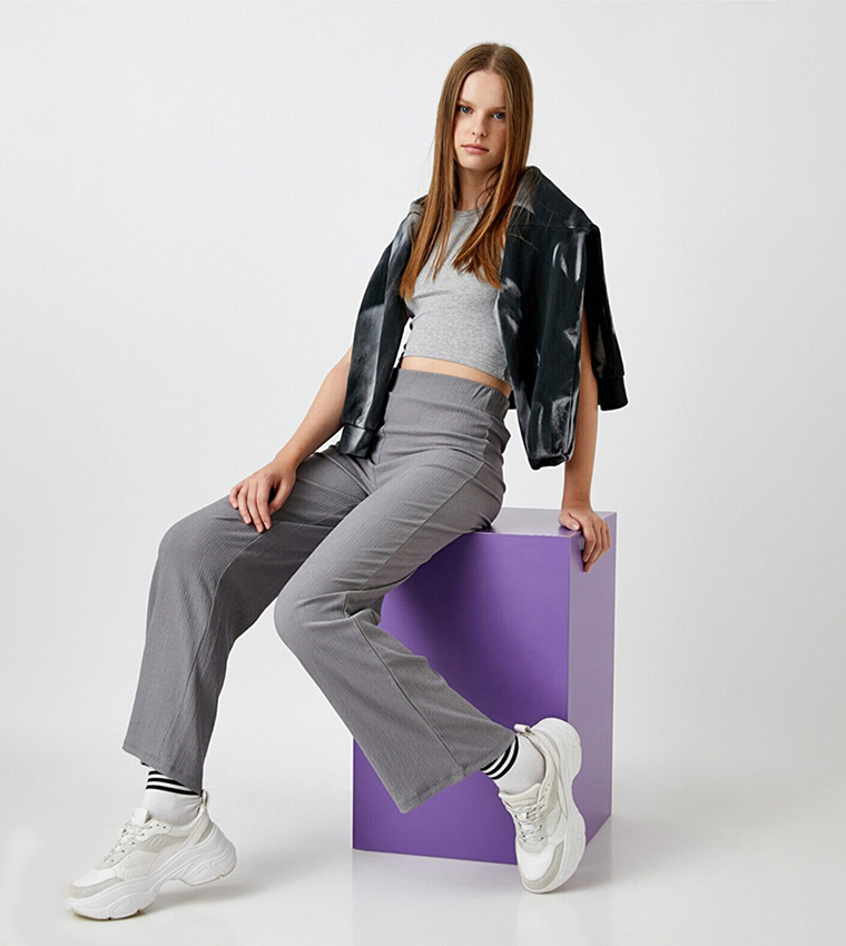 Solid Wide Leg Trousers