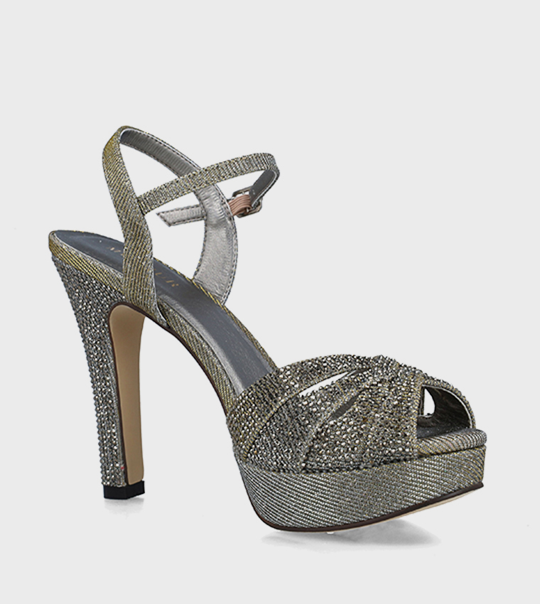 Grey embellished heels best sale