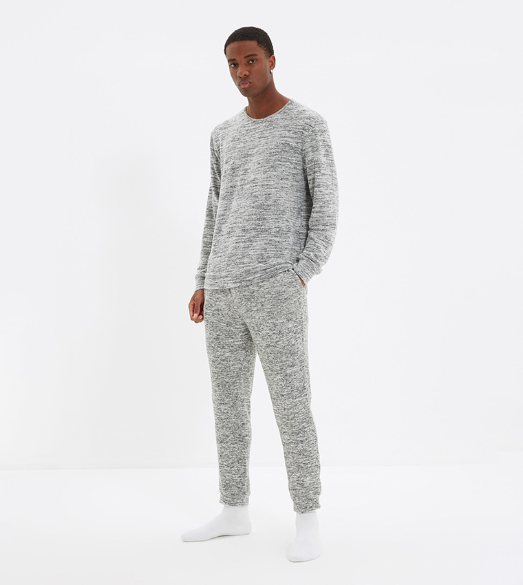 Buy Trendyol Regular Fit Night Suit In Grey | 6thStreet Kuwait