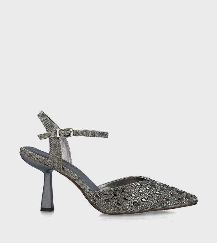 Buy Menbur Embellished Ankle Strap Pumps In Grey 6thStreet Kuwait