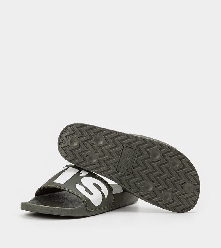 Logo Print Open Toe Slides