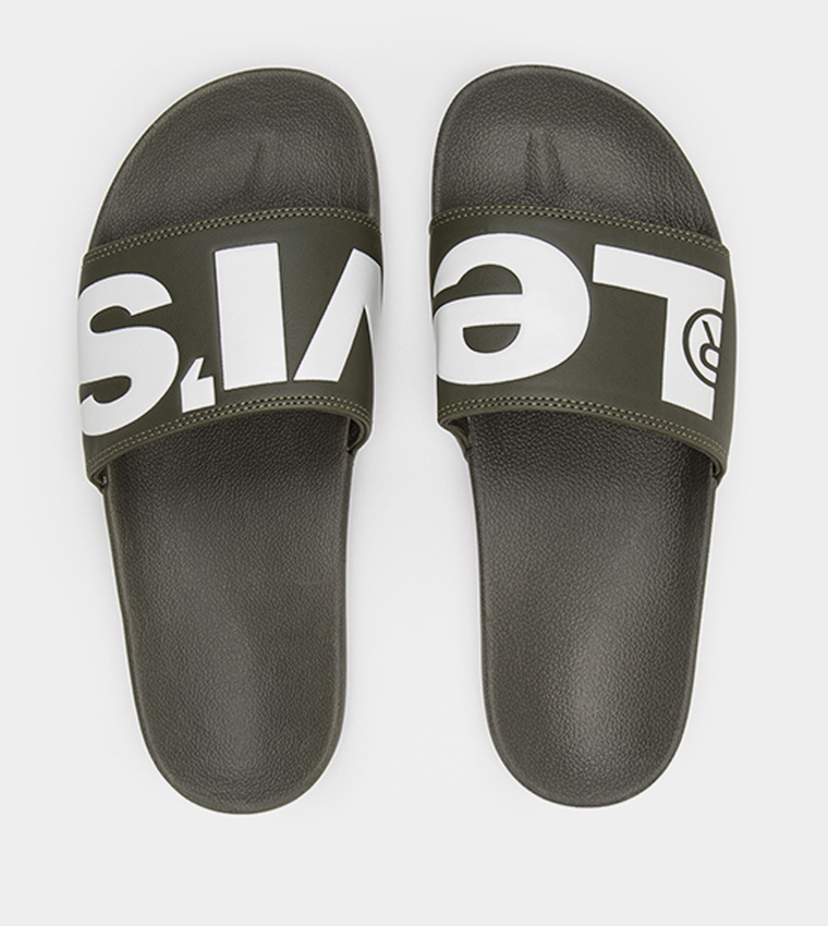 Logo Print Open Toe Slides