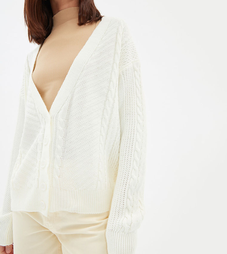 Oversized white outlet cardigan sweater