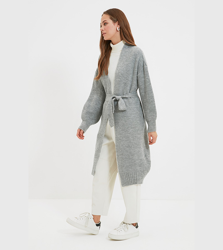 Buy Trendyol Oversized Midi Cardigan In Silver 6thStreet Qatar
