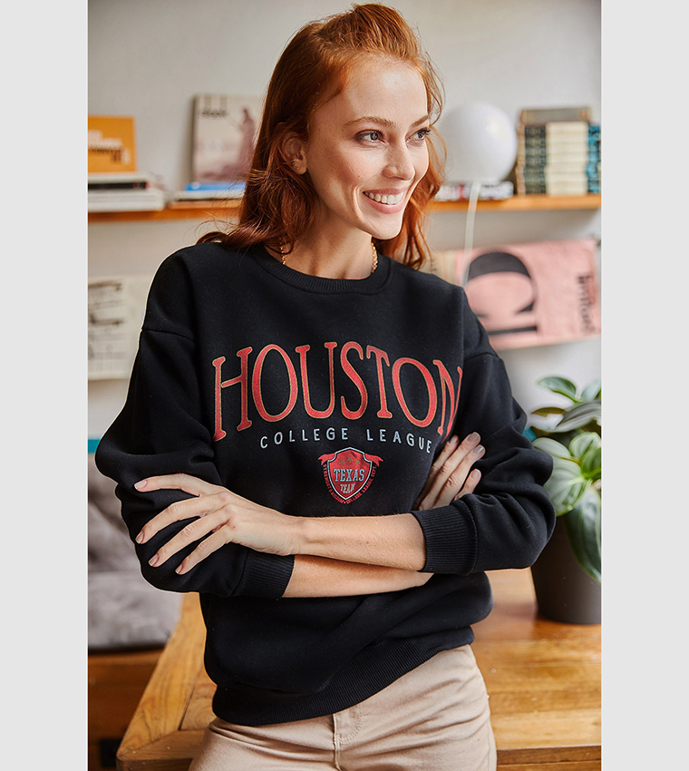 Women's Overdyed Los Angeles Slogan Oversized Sweater