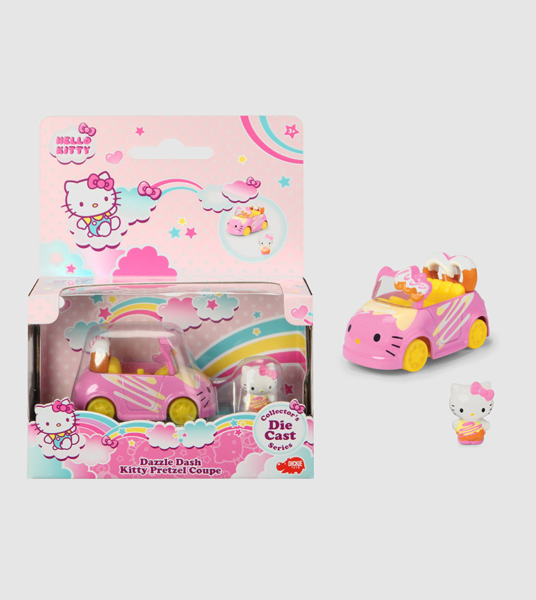 Dickie Toys Hello Kitty Dazzle Dash Kitty Pretzel - Duwwagen Met Uitneembaar Figuurtje, 6 Cm, Vanaf 3 Jaar, Roze