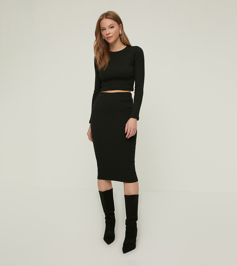 Buy Trendyol Knitted Co Ord Set In Black | 6thStreet UAE