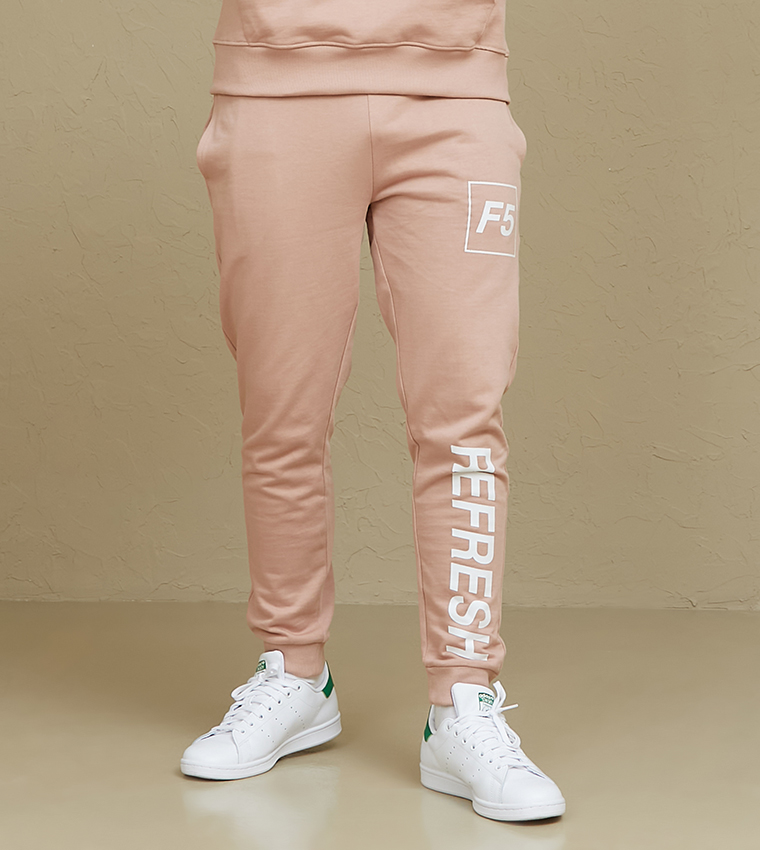 Buy F5 Sweatpants With Front Print Detail Pink In Pink | 6thStreet UAE