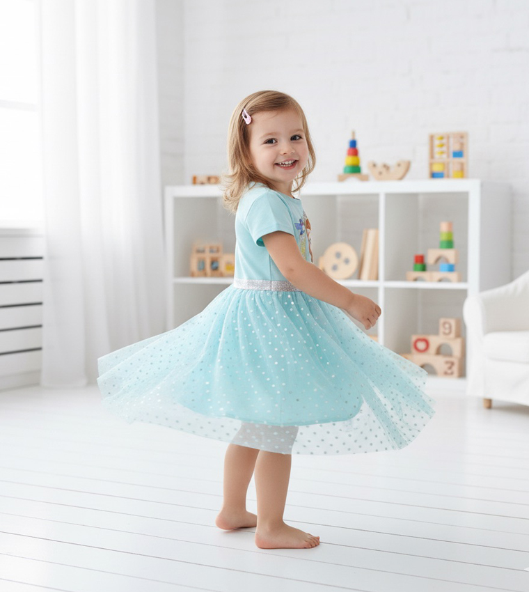 Princess Cinderella Print Short Sleeves Dress