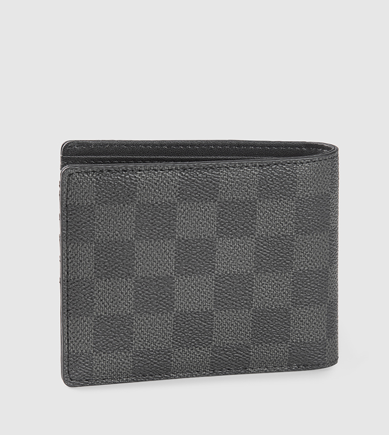 Checkered Leather Bi-Fold Wallet