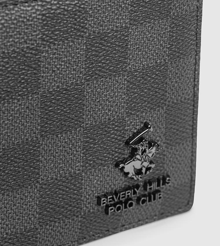 Checkered Leather Bi-Fold Wallet