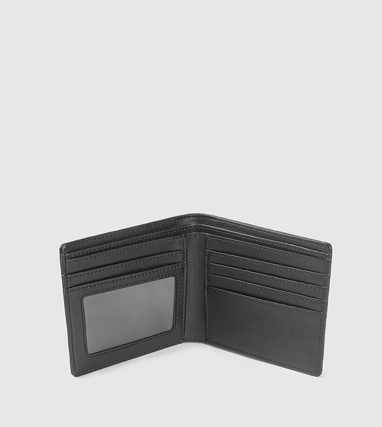 Checkered Leather Bi-Fold Wallet