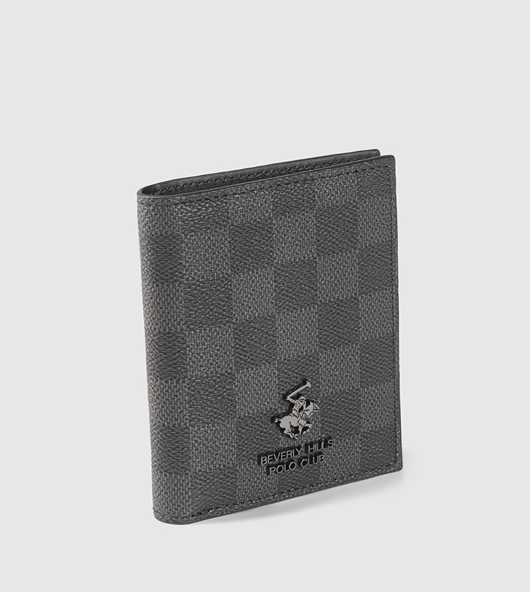 Checkered Leather Bi-Fold Wallet