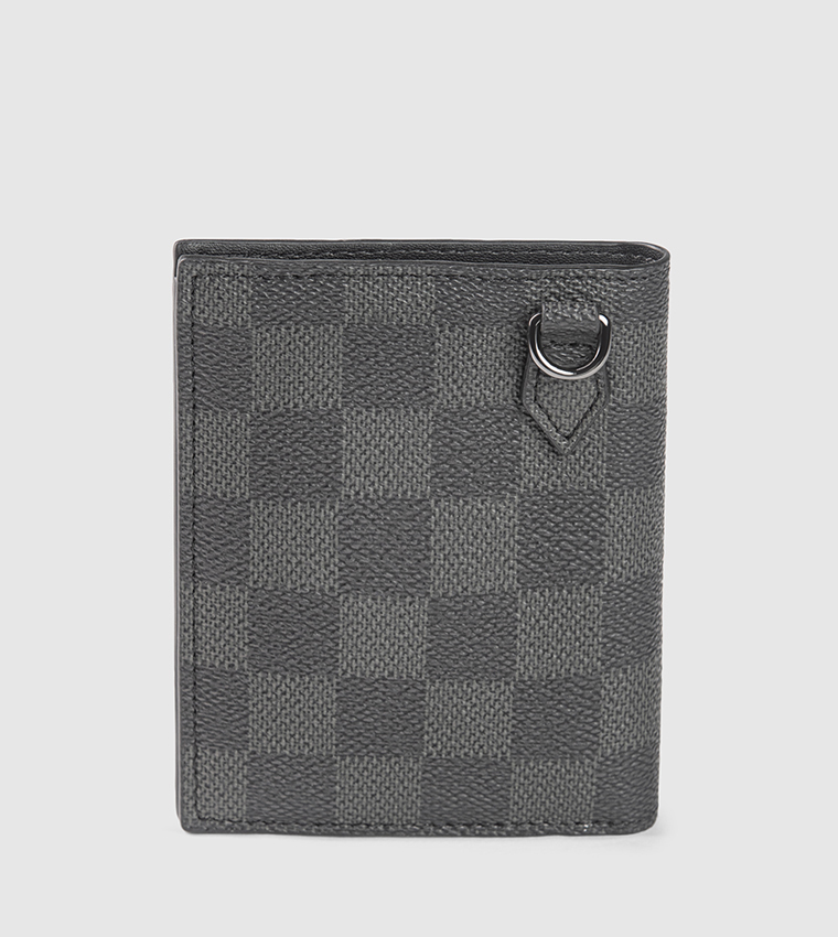 Checkered Leather Bi-Fold Wallet