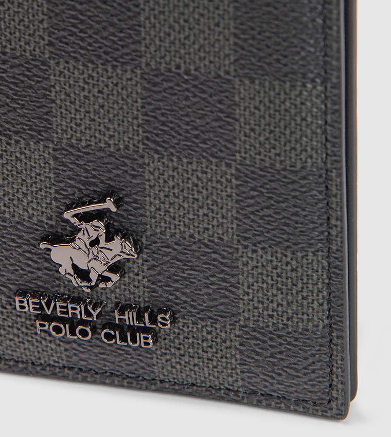 Checkered Leather Bi-Fold Wallet