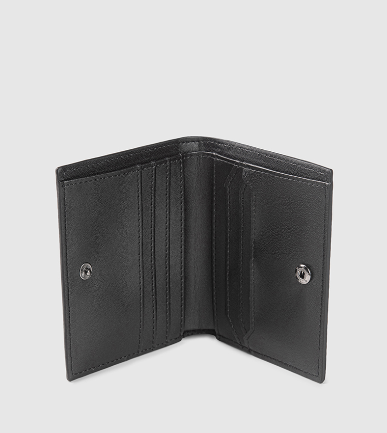 Checkered Leather Bi-Fold Wallet