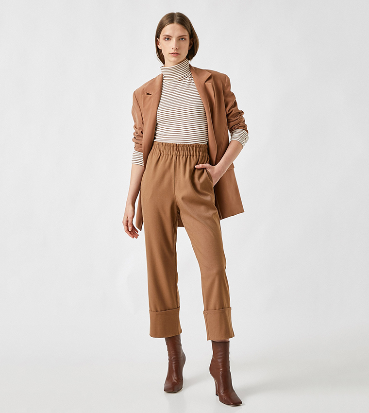 Buy Trendyol High Rise Capri Pant In Brown