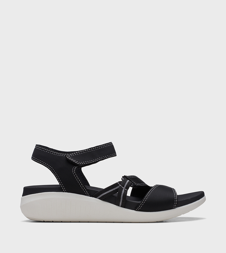 Buy Clarks GLIDE HI SHORE Open Toe Comfort Sandals In Black | 6thStreet ...