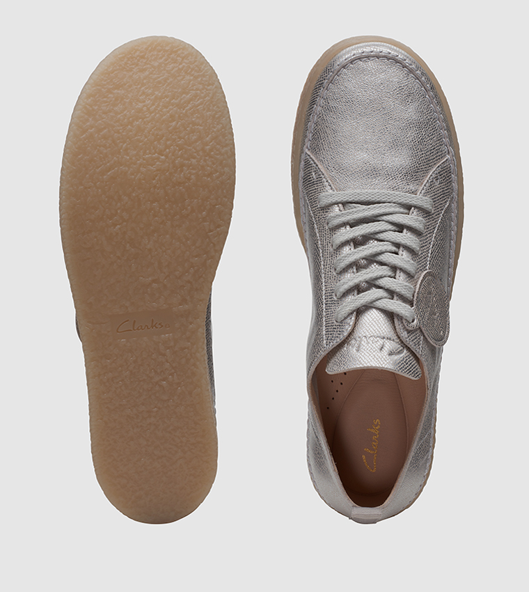 Clarks silver outlet lace up shoes