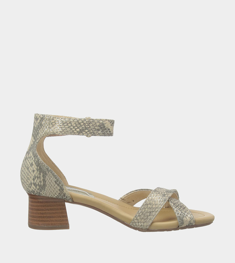 Buy Clarks Desirae Lily Block Heel Sandals In Beige | 6thStreet Saudi ...