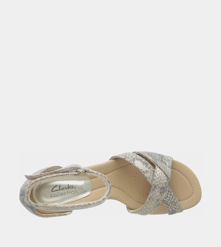 Buy Clarks Desirae Lily Block Heel Sandals In Beige | 6thStreet Saudi ...