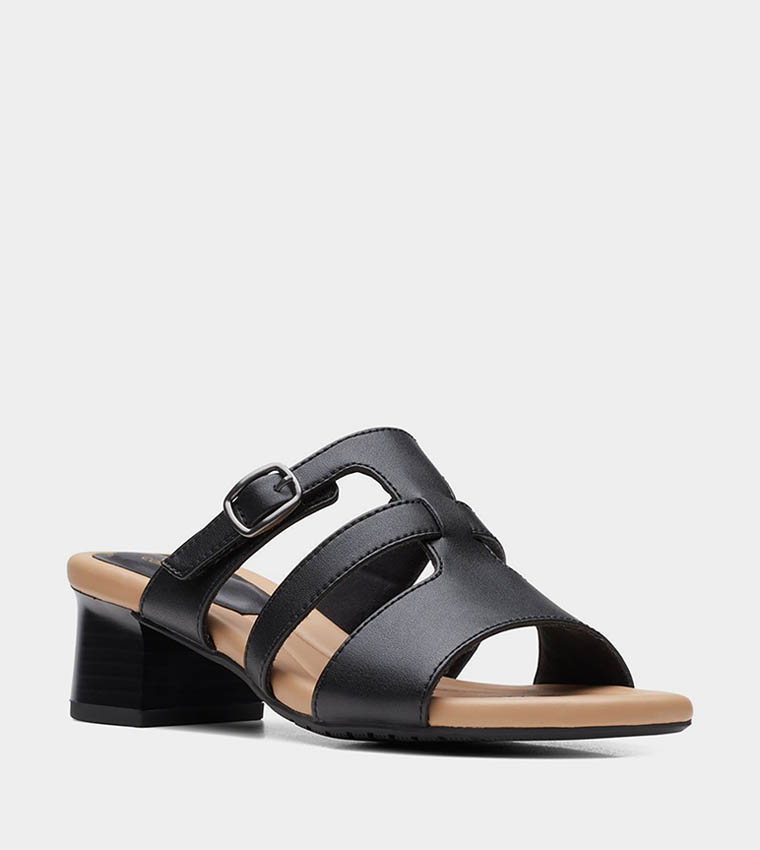 Buy Clarks Desirae Palm Block Heel Sandals In Black 6thStreet Qatar