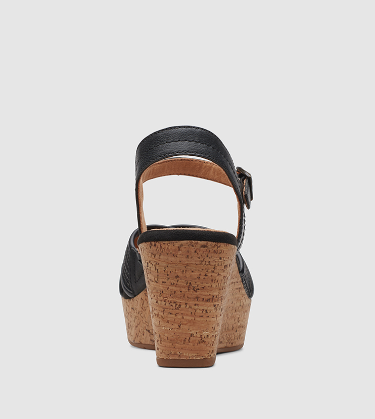 Elleri Plum Wedge Sandals