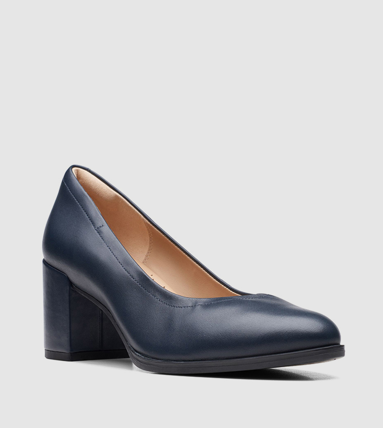 Buy Clarks Freva55 Court Block Heel Pumps In Navy 6thStreet